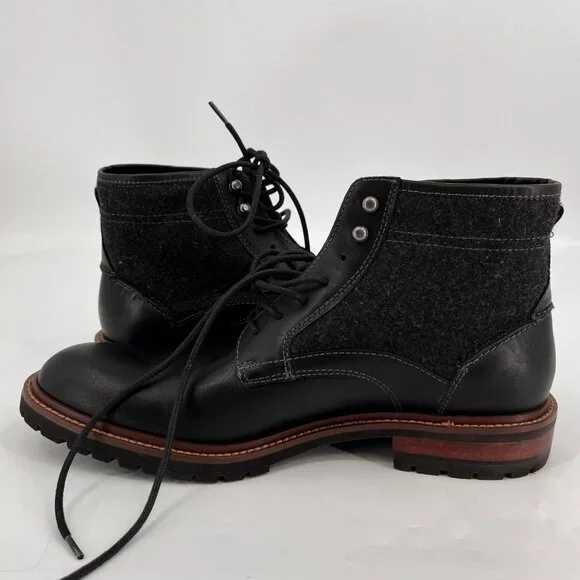 Johnston & Murphy Chadwick Boots Size 10.5M Black Leather EVA Rubber Lug Sole - Picture 6 of 16